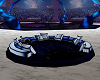 blue round club couch
