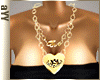 aYY-gold diamond letter (Love ) with gold Juicy love heart layer long necklace