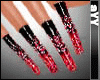 small hands with sparkly diamond nails black red