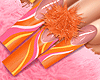 🔥 Orange Pom Nails