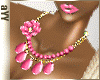 aYY-pink camellia gold chain drop necklace