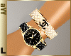 aYY- luxury black watch with beige bracelet set)