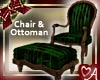 Green Chair & Ottoman