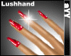 lush hands with blood red shiny nails