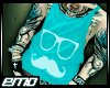 Emo Mustache Tank Cyan K