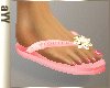 aYY-pink white flower flip flops