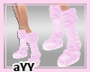Baby pink fur boots