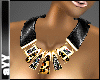black leather leopard necklace