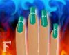 ~F Teal Diamonte Nails