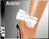 aYY-white Bow Diamond double anklets