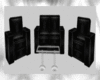 (SL)Blk Leather Sofa Set