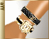 aYY- luxury gold watch with black bracelet set)