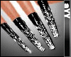 small hands with sparkly diamond nails black silver