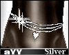 aYY-Diamond Tri Strand heart waist chain Silver