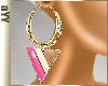 aYY-pink beige brown triangle gold diamond earrings