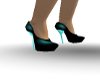 [9s] Teal Satin Heels