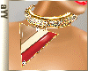 aYY-red beige brown triangle gold diamond necklace