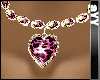 Pink Leopard heart diamond necklace