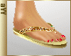 aYY- gold sparkling flip flops