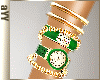 aYY-green  watch gold  Bangle Set