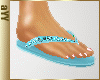 aYY- blue sparkling flip flops