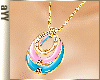 aYY-Cute fashion contrast color blue pink gold hoops necklace