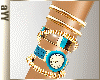 aYY-blue contrast watch gold  Bangle Set