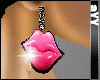 Diamond Hot pink sexy lips earrings& pink leopard bracelets set