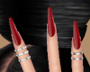 Red Nails | Silver Rings