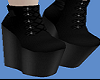 Short black wedge boots