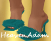 Fluffy heels teal
