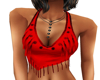 Red Fringe Halter Top