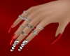 zebra & red nails rings