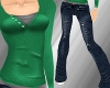 green shirt and jeans