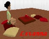 )L( red low table set