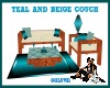 TEAL & BIEGE COUCH
