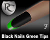 Black Nails Green Tips