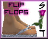 *ST* Silver Flip Flops