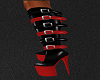 BLK&RED Strap Dom Boots