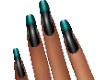 Black/Teal Tip Nails