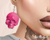 skull earrings pink