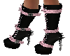 black and pink boots