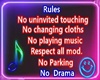 club rules sign neon