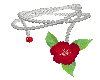 Pearl & red Rose Neckla