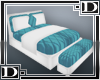 D blue white bed