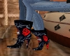 harley red rose boots