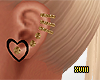 Heart Earrings Blk&Gold