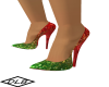 Red Green Glitter Heels