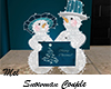 Snowman Couple - Blue