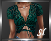 (SL)Teal Floral Lace Top
